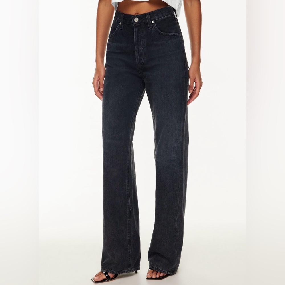 Citizens Of Humanity High-Rise Wide-Leg Jeans in Washed Black